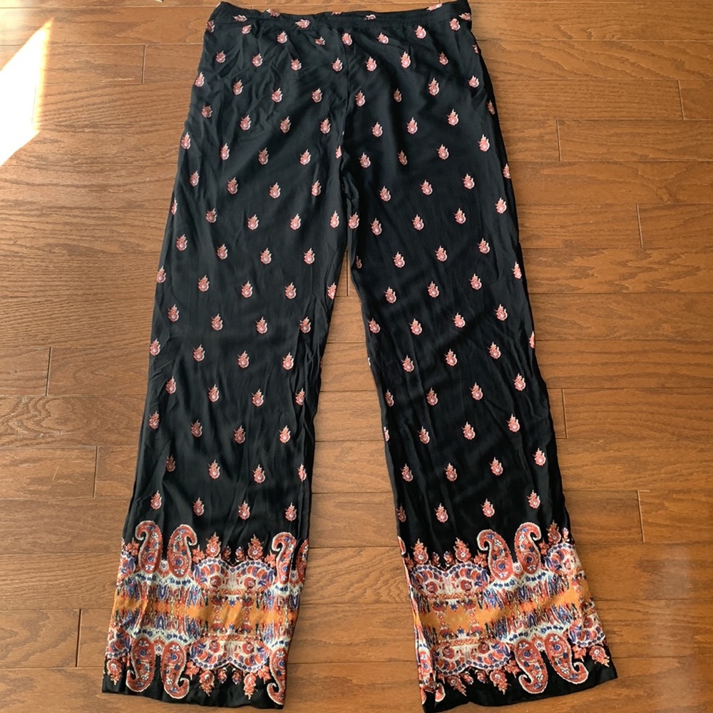 Beach Lunch Lounge Drawstring Relaxed Boho Paisley Pants Size Small